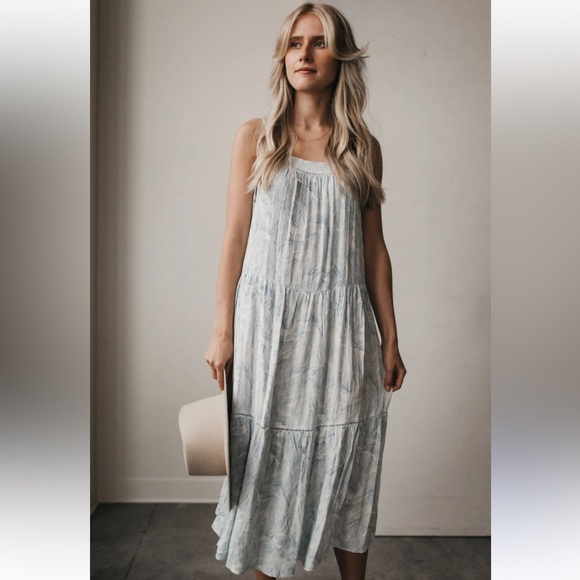 Calista White & Olive Green Tropical Print Dress size Medium NEW - Picture 1 of 8